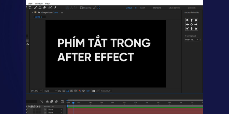 phím tắt trong after effect