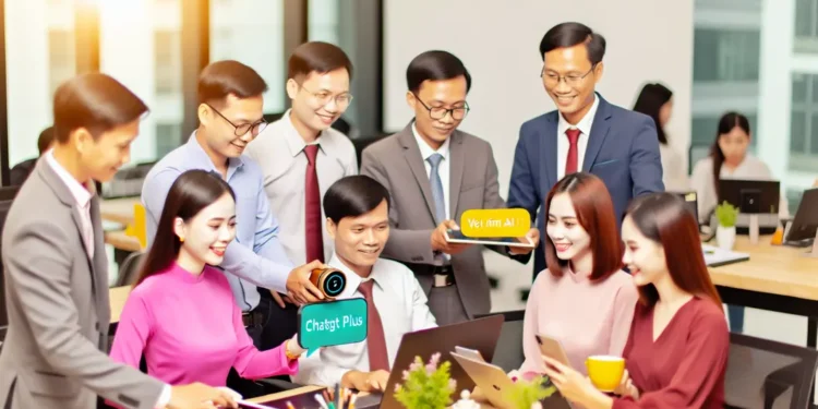 Văn phòng Việt Nam năng động và hiện đại với công nghệ ChatGPT Plus.