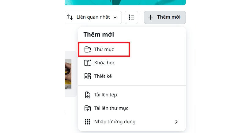 chọn thêm mới thư mục