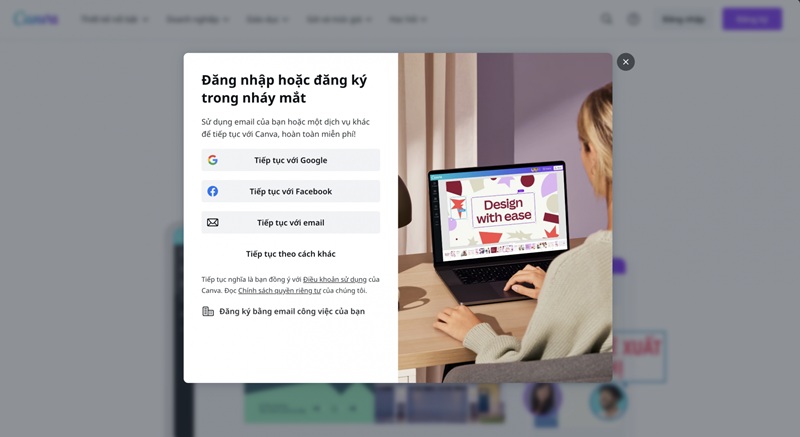 đăng nhập vào file canva cũ