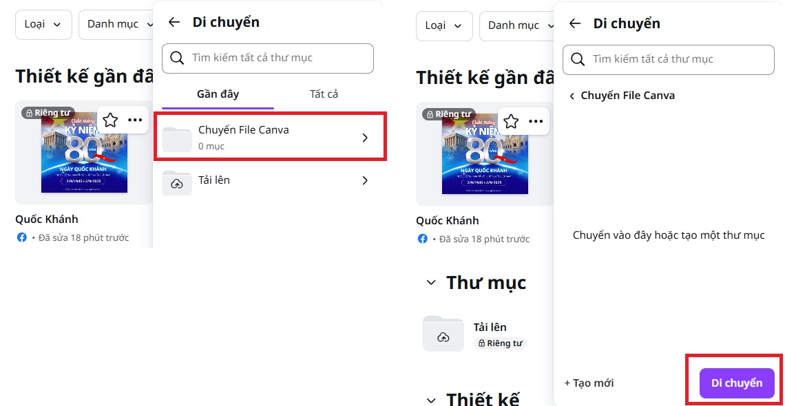 di chuyển thư mục