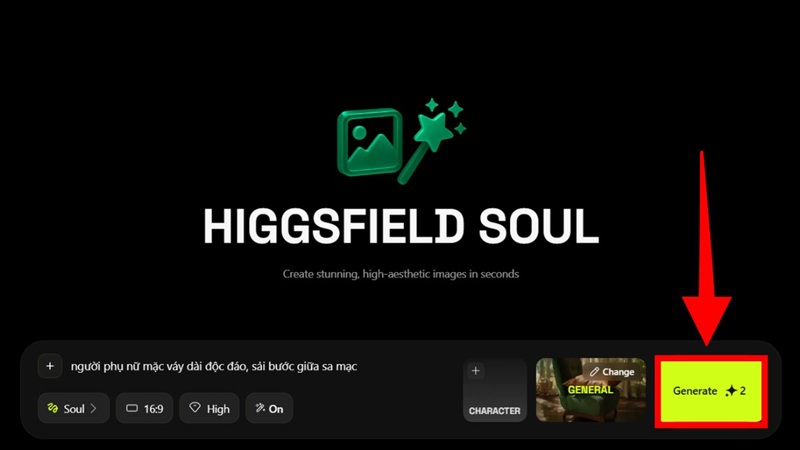 bấm generate để tạo ảnh