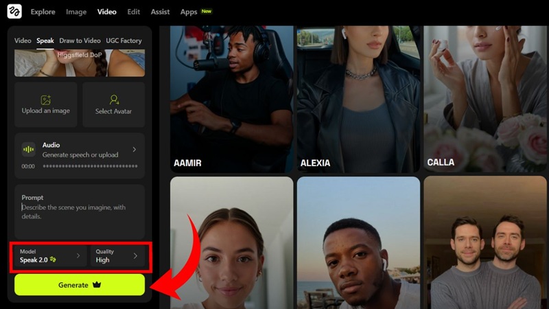 bấm generate và đợi video hoàn chỉnh