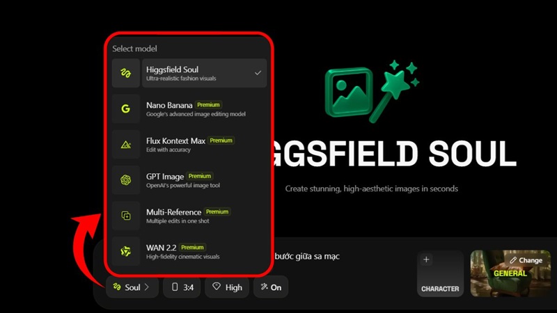 chọn mô hình bạn muốn áp dụng