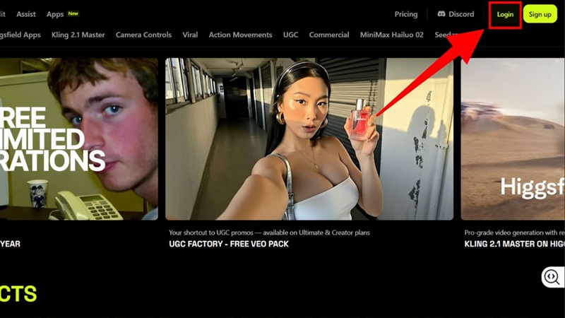 nhấn nút login đăng nhập