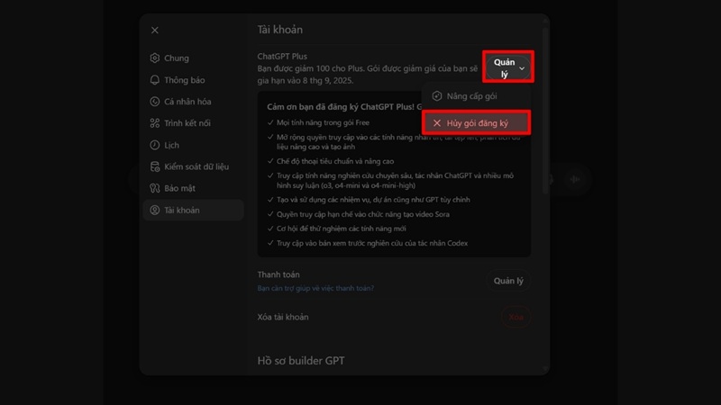 vào mục quản lý