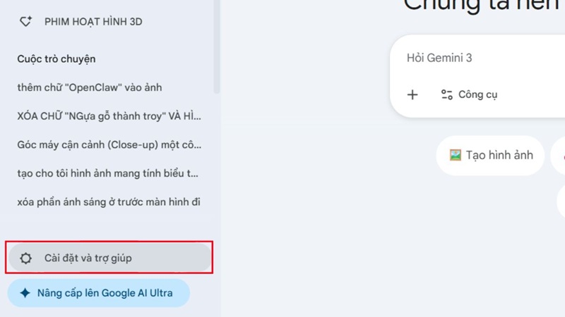 cài đặt và trợ giúp