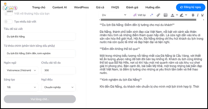 viết content trên laho ai