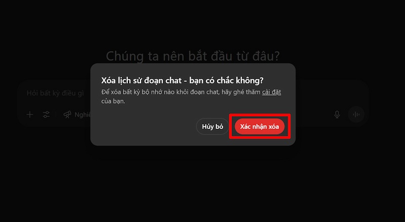 xác nhận xóa hết
