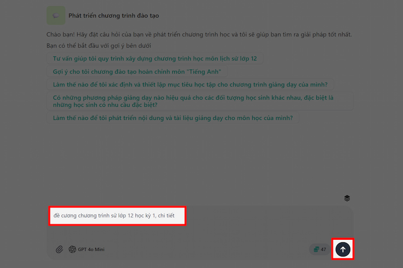 tạo giáo án bằng chatbox