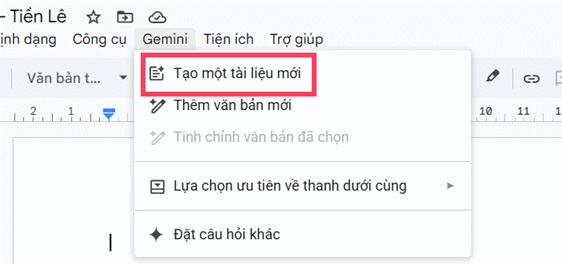 tạo một tài liệu mới