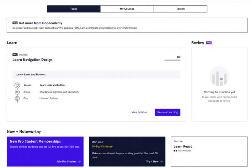 tài khoản codeacademy pro