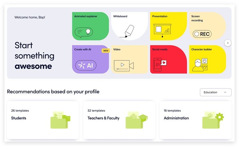 các tính năng của tài khoản powtoon