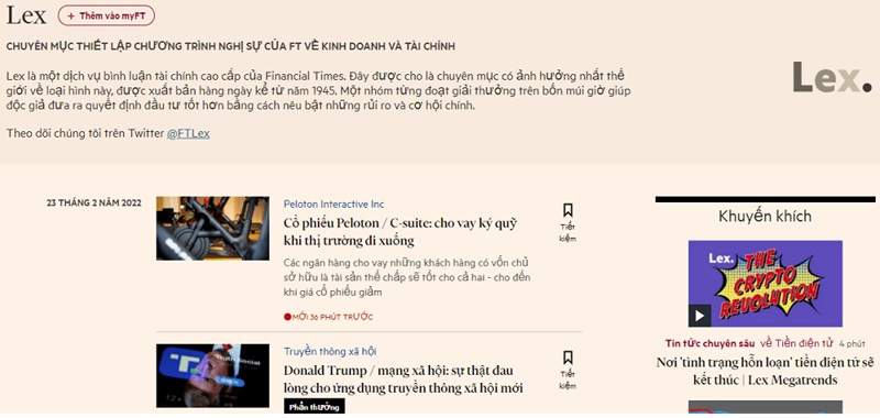 Ưu điểm tài khoản Financial Times Premium Digital